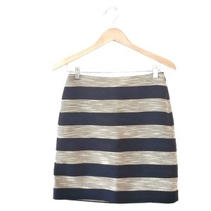 LOFT Ann Taylor Textured Stripe Navy Shift Skirt Size 0